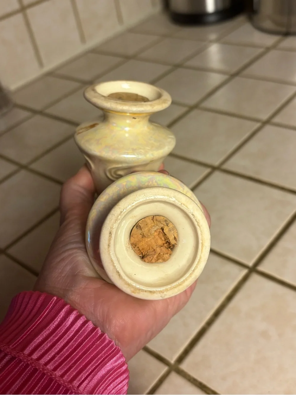 Vintage 1950s Lustreware Mushroom Salt & Pepper Shakers Gold Trim Ceramic Pair